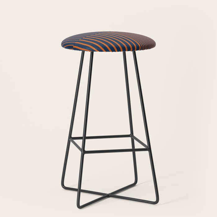 Stripes Pattern and Lines 8 in Navy Blue Orange Stool Gallery Image 1