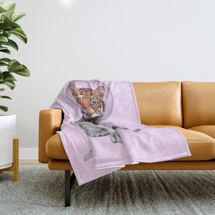 SPACE TIGER Throw Blanket Gallery Image 1