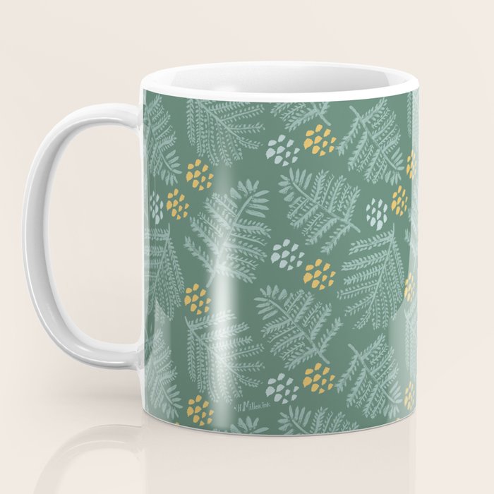 Winter & Woodsy Pine Trees in Forest Green Coffee Mug Gallery Image 3