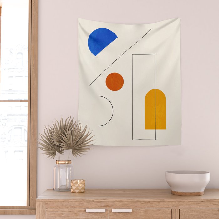Minimal Geometric Shapes 65 Wall Tapestry Gallery Image 2
