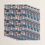 I gnome you // dark teal background little happy and lovely gnomes with rainbows vivid red hearts Wrapping Paper Gallery Image 3