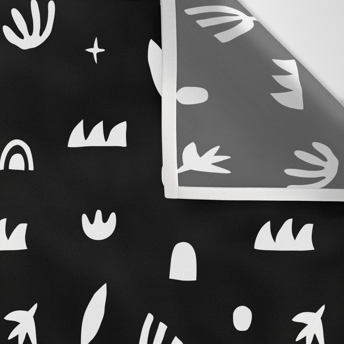 Black and white abstract organic shape pattern Wall Tapestry Gallery Image 3