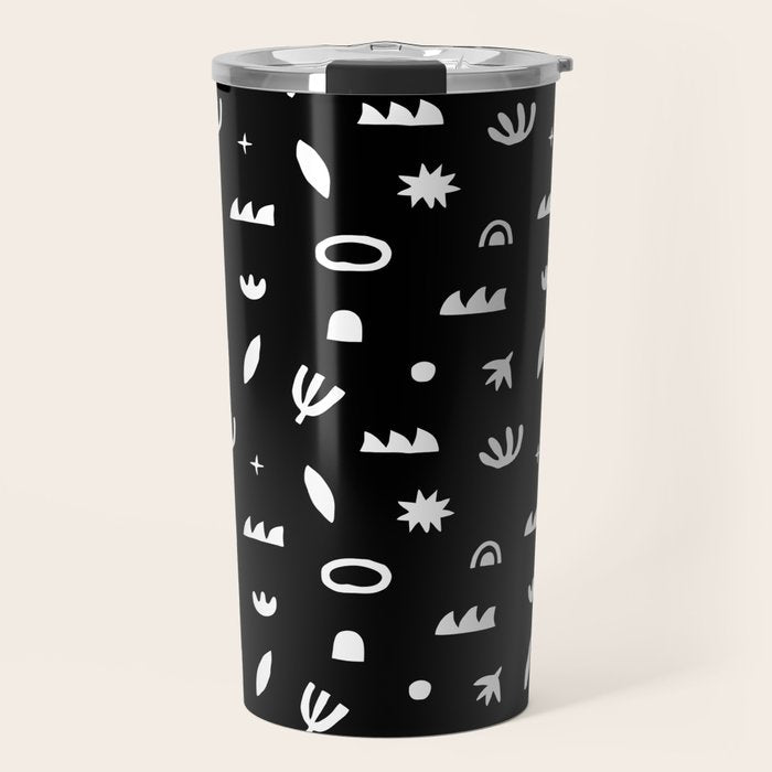 Black and white abstract organic shape pattern Travel Mug Gallery Image 1