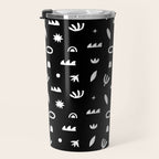 Black and white abstract organic shape pattern Travel Mug Gallery Image 3