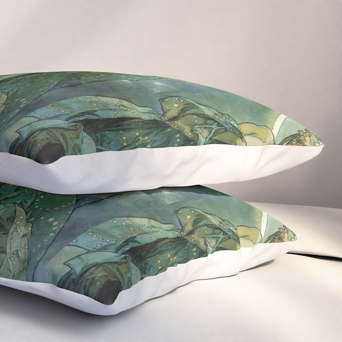 Alphonse Mucha "The Moon and the Stars Series: The Moon" Pillow Sham Gallery Image 3