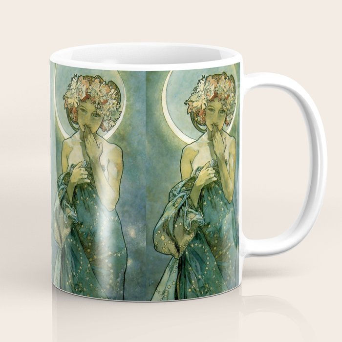 Alphonse Mucha "The Moon and the Stars Series: The Moon" Coffee Mug Gallery Image 1