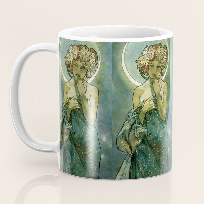 Alphonse Mucha "The Moon and the Stars Series: The Moon" Coffee Mug Gallery Image 3