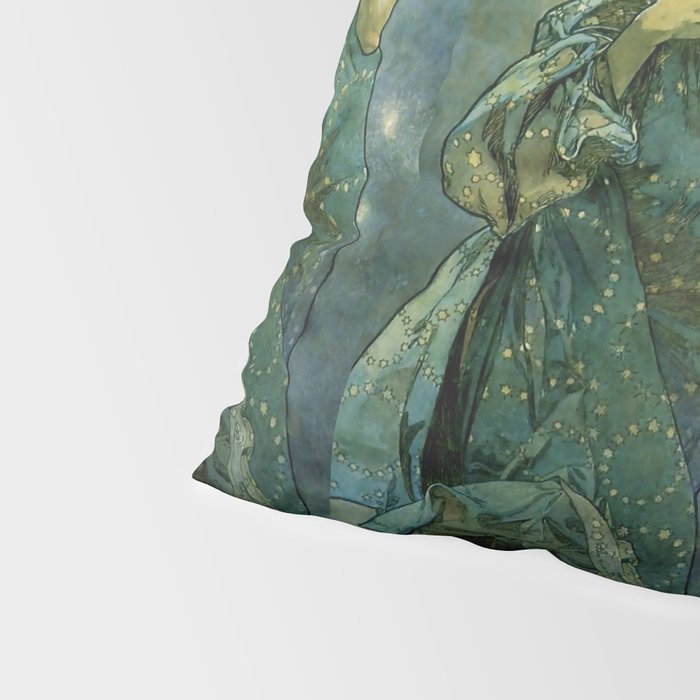 Alphonse Mucha "The Moon and the Stars Series: The Moon" Pillow Sham Gallery Image 4