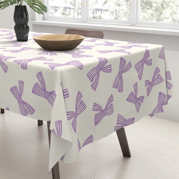 Violet Stripe Bow Ribbon Tablecloth Gallery Image 3