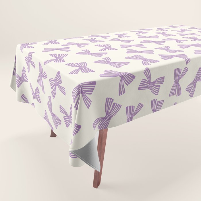 Violet Stripe Bow Ribbon Tablecloth Gallery Image 1