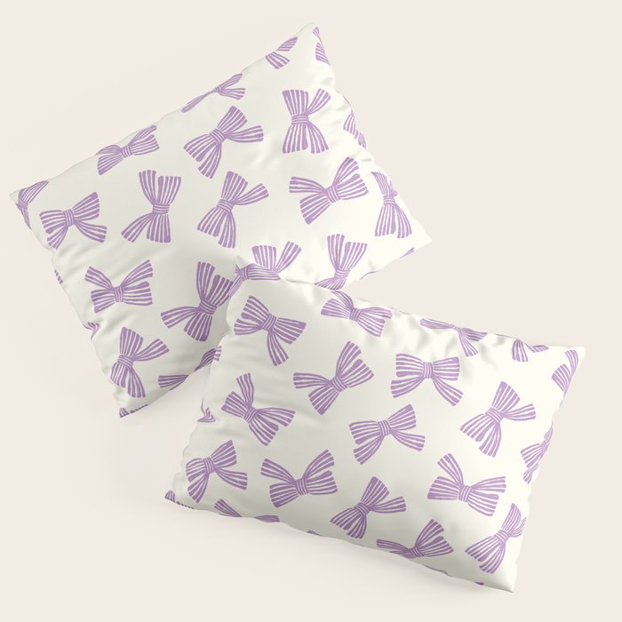 Violet Stripe Bow Ribbon Pillow Sham Gallery Image 3