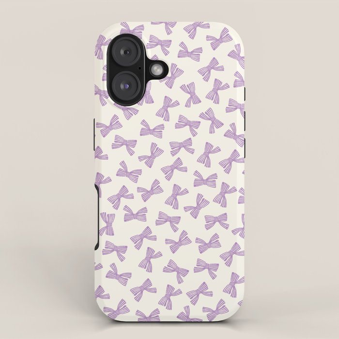 Violet Stripe Bow Ribbon iPhone Case Gallery Image 1