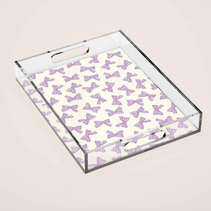 Violet Stripe Bow Ribbon Acrylic Tray Gallery Image 1