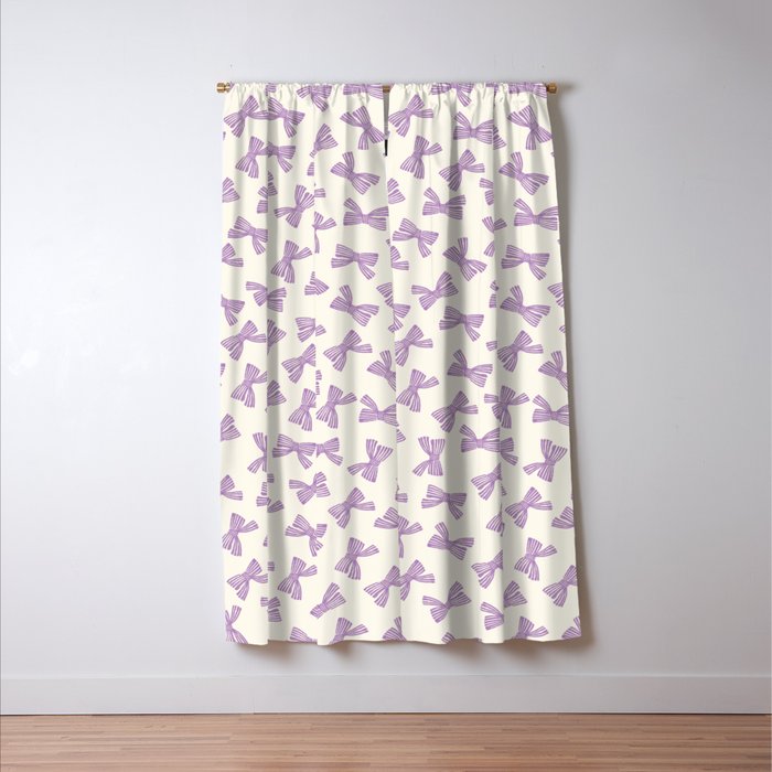 Violet Stripe Bow Ribbon Window Curtain Gallery Image 3