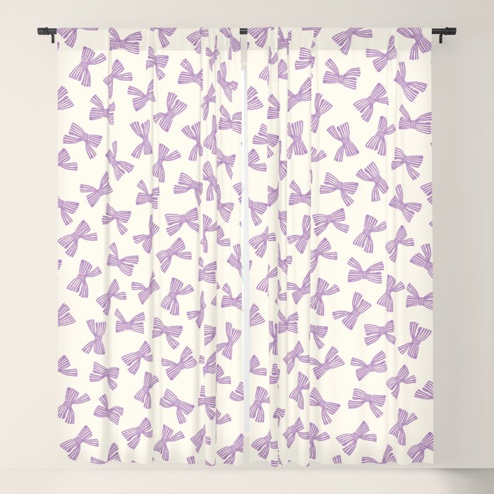 Violet Stripe Bow Ribbon Window Curtain Gallery Image 1