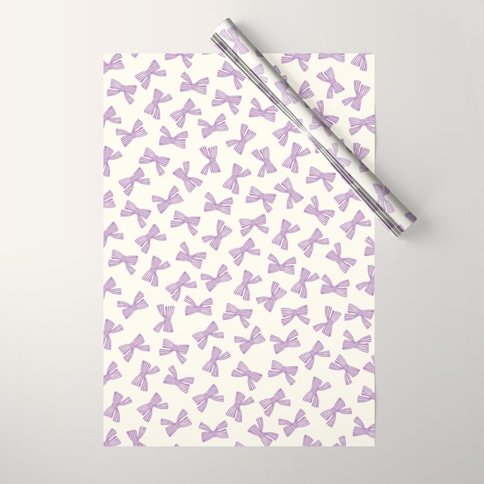 Violet Stripe Bow Ribbon Wrapping Paper Gallery Image 1