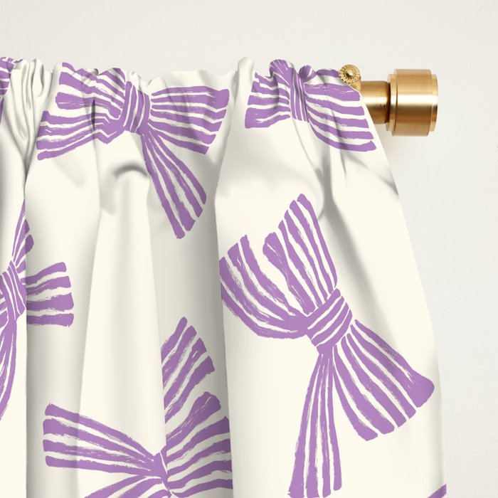 Violet Stripe Bow Ribbon Window Curtain Gallery Image 2
