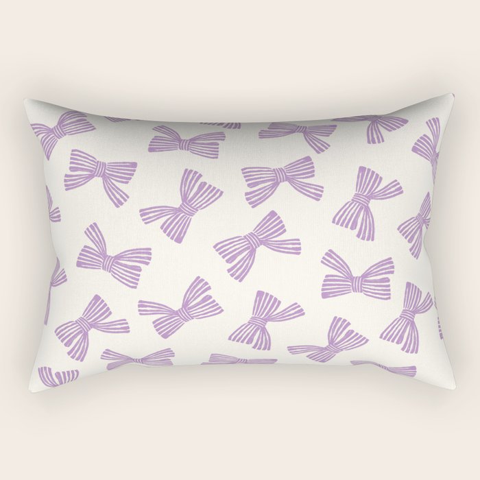 Violet Stripe Bow Ribbon Rectangular Pillow Gallery Image 2