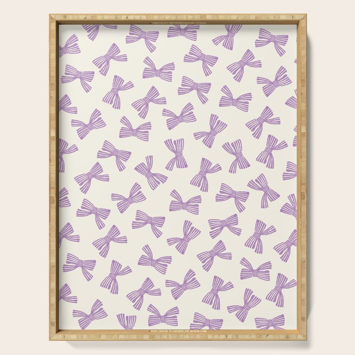 Violet Stripe Bow Ribbon Serving Tray Gallery Image 1