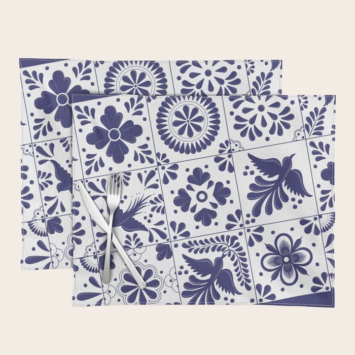 Mexican Talavera Blue Tiles Pattern by Akbaly Placemat Gallery Image 1