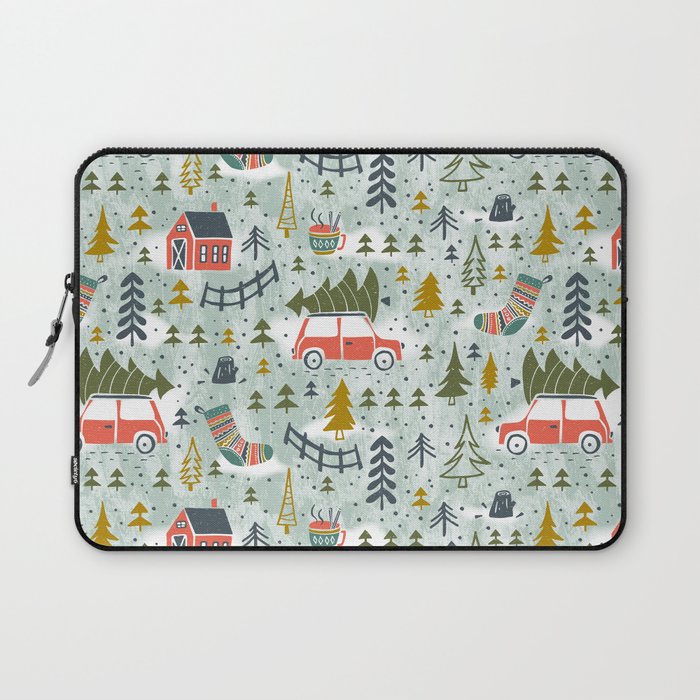 Home For The Holidays Blush Mint Christmas Laptop Sleeve Gallery Image 1