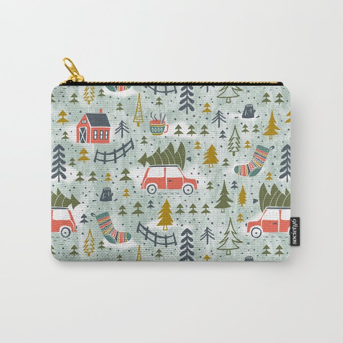 Home For The Holidays Blush Mint Christmas Carry All Pouch Gallery Image 1