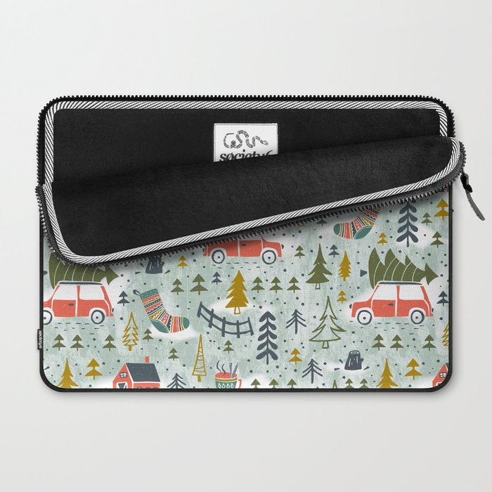 Home For The Holidays Blush Mint Christmas Laptop Sleeve Gallery Image 2