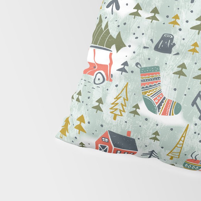Home For The Holidays Blush Mint Christmas Pillow Sham Gallery Image 4