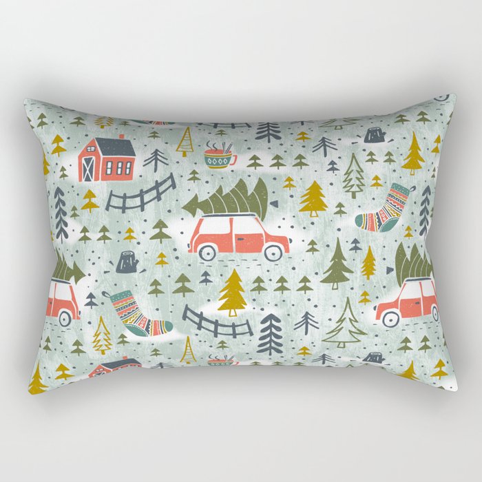 Home For The Holidays Blush Mint Christmas Rectangular Pillow Gallery Image 1