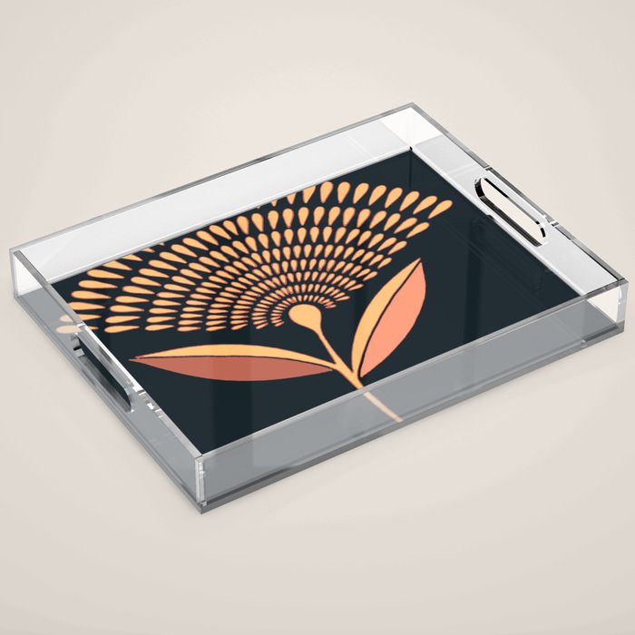 Mid Century Modern Dandelion Seed Head In Coral and Pink Acrylic Tray Gallery Image 1