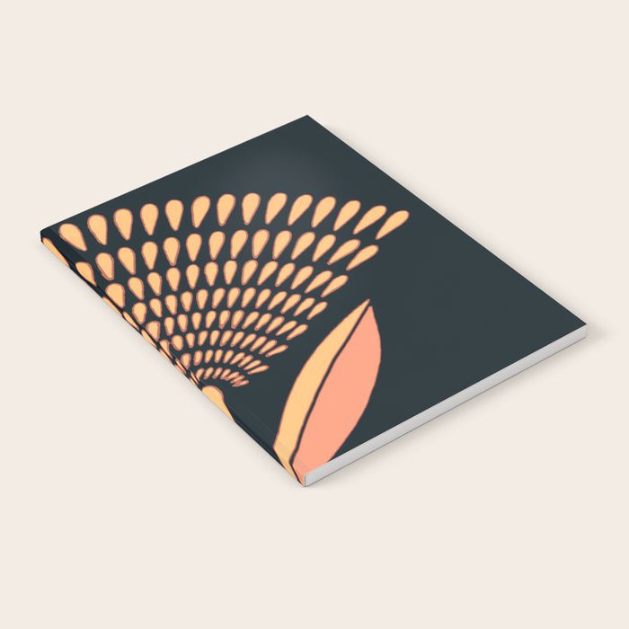 Mid Century Modern Dandelion Seed Head In Coral and Pink Notebook Gallery Image 2