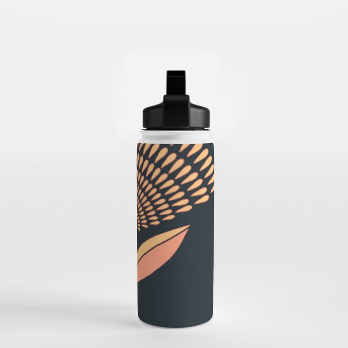 Mid Century Modern Dandelion Seed Head In Coral and Pink Water Bottle Gallery Image 2