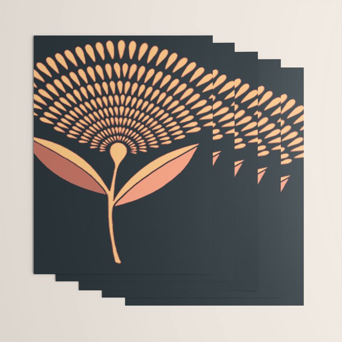 Mid Century Modern Dandelion Seed Head In Coral and Pink Wrapping Paper Gallery Image 3