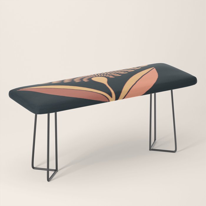 Mid Century Modern Dandelion Seed Head In Coral and Pink Bench Gallery Image 1