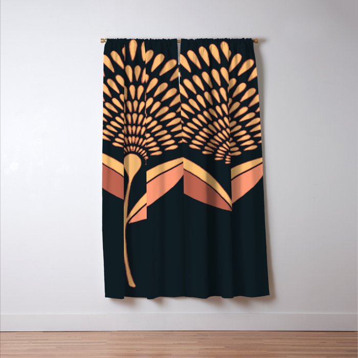 Mid Century Modern Dandelion Seed Head In Coral and Pink Window Curtain Gallery Image 3