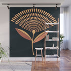 Mid Century Modern Dandelion Seed Head In Coral and Pink Wall Mural Gallery Image 1