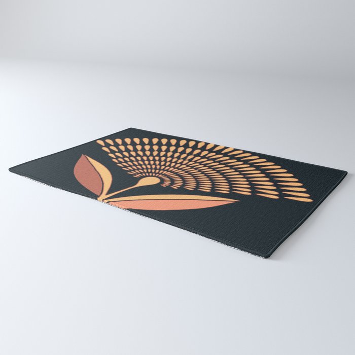 Mid Century Modern Dandelion Seed Head In Coral and Pink Rug Gallery Image 3