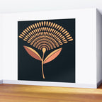 Mid Century Modern Dandelion Seed Head In Coral and Pink Wall Mural Gallery Image 2