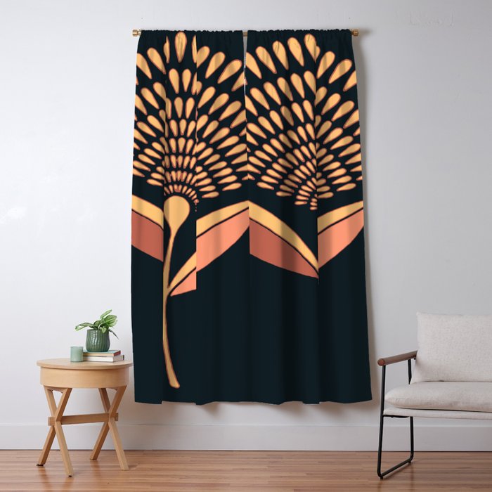 Mid Century Modern Dandelion Seed Head In Coral and Pink Window Curtain Gallery Image 5