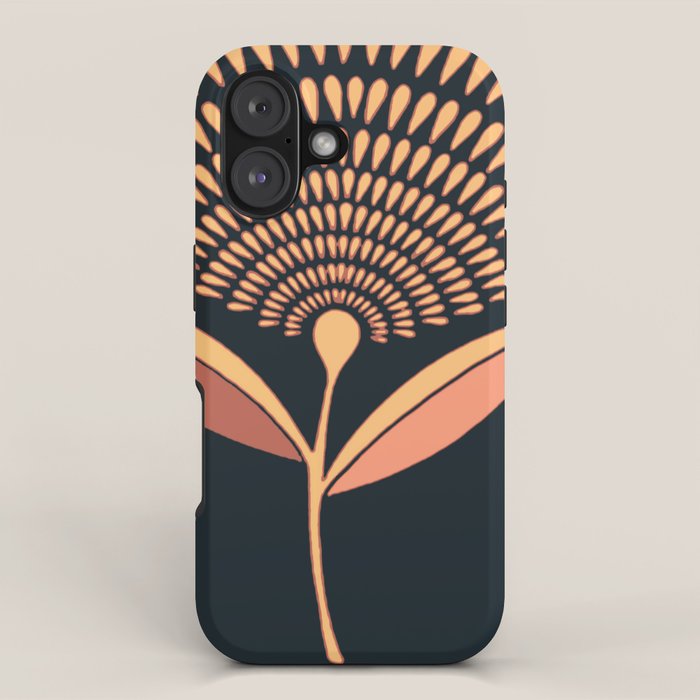 Mid Century Modern Dandelion Seed Head In Coral and Pink iPhone Case Gallery Image 1