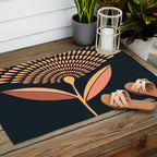 Mid Century Modern Dandelion Seed Head In Coral and Pink Outdoor Rug Gallery Image 2