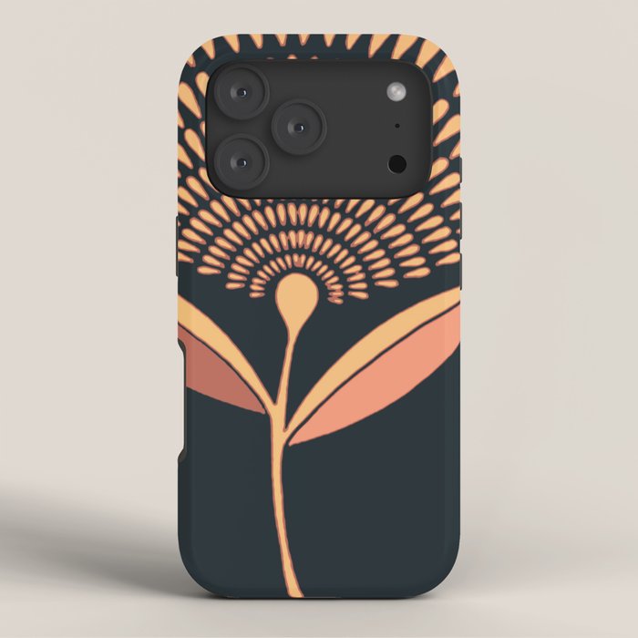 Mid Century Modern Dandelion Seed Head In Coral and Pink iPhone Case Gallery Image 3