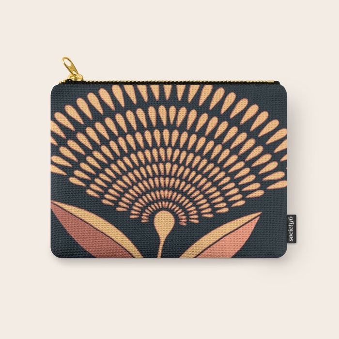 Mid Century Modern Dandelion Seed Head In Coral and Pink Carry All Pouch Gallery Image 1