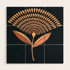 Mid Century Modern Dandelion Seed Head In Coral and Pink Wood Wall Art Gallery Image 1