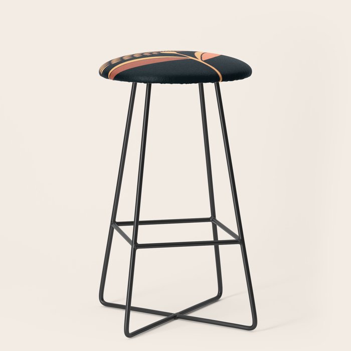 Mid Century Modern Dandelion Seed Head In Coral and Pink Stool Gallery Image 1