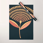 Mid Century Modern Dandelion Seed Head In Coral and Pink Wrapping Paper Gallery Image 1