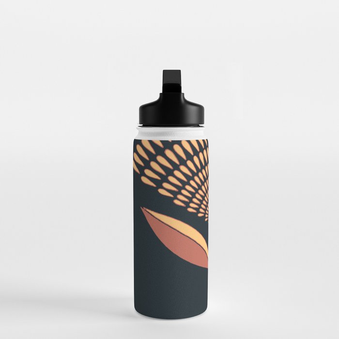 Mid Century Modern Dandelion Seed Head In Coral and Pink Water Bottle Gallery Image 3