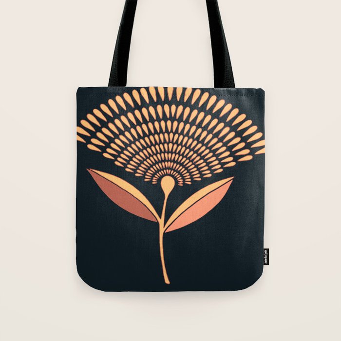 Mid Century Modern Dandelion Seed Head In Coral and Pink Tote Bag Gallery Image 1