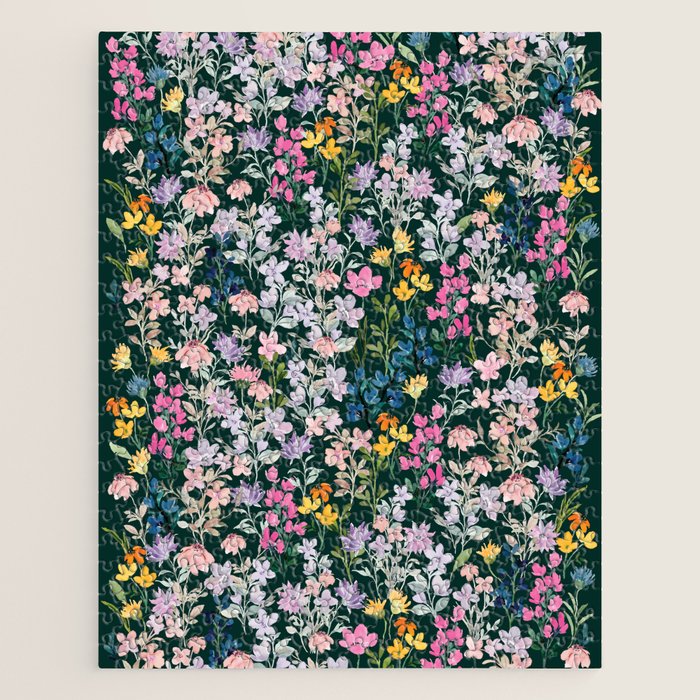 Wildflower Field on Pine Grove - Pink, Orange, Blue, & Purple Jigsaw Puzzle Gallery Image 1