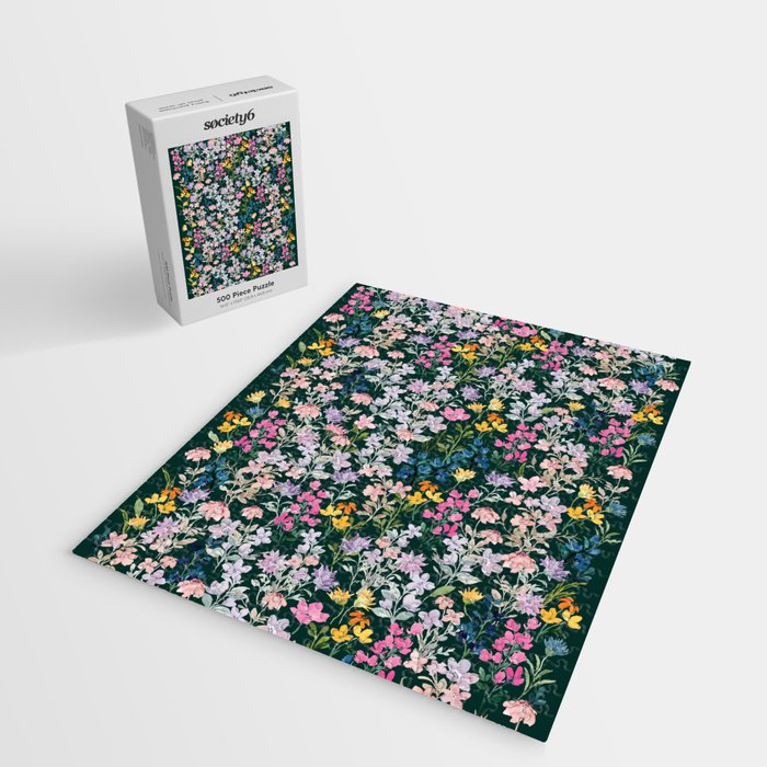 Wildflower Field on Pine Grove - Pink, Orange, Blue, & Purple Jigsaw Puzzle Gallery Image 2